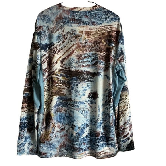 RealTree Fishing Shirt Large Blue Brwn Aspect Long Sleeve Wicking Outdoor Nature - Picture 2 of 6